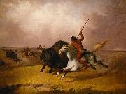 John Mix Stanley Buffalo hunt on the Southwestern plains painting